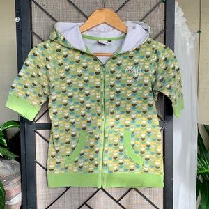 Girls Roxy Green Zip Short Sleeved Hoody Large